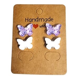 Violet Petalwing Acrylic Stud Earrings - 2 Pair